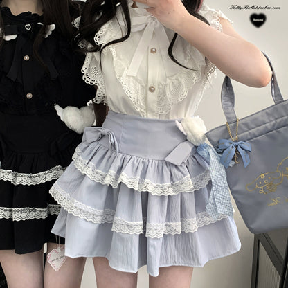 Jirai Kei Blouse Lace Flying Sleeves Shirt (White / Pre-sale) 36772:543760
