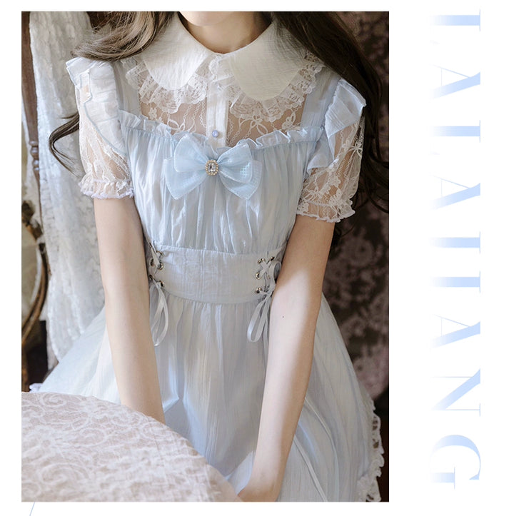Ryousangata Faux Two-Piece Dress with Peter Pan Collar 43069:764331