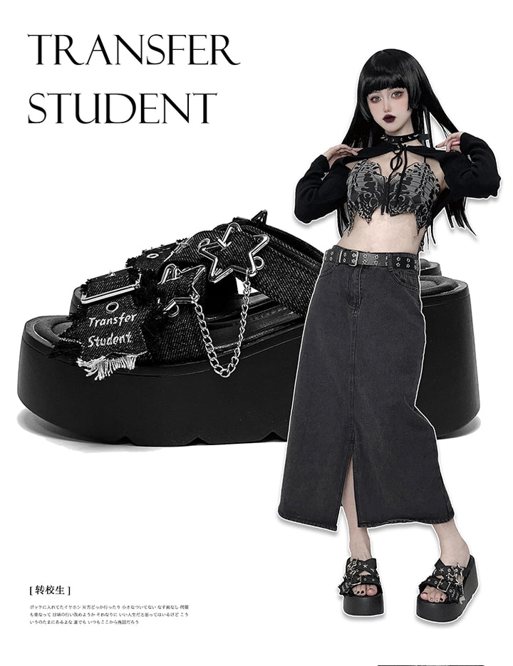 Y2K Shoes Starry Subculture Platform Sandals Punk Shoes 38048:596148