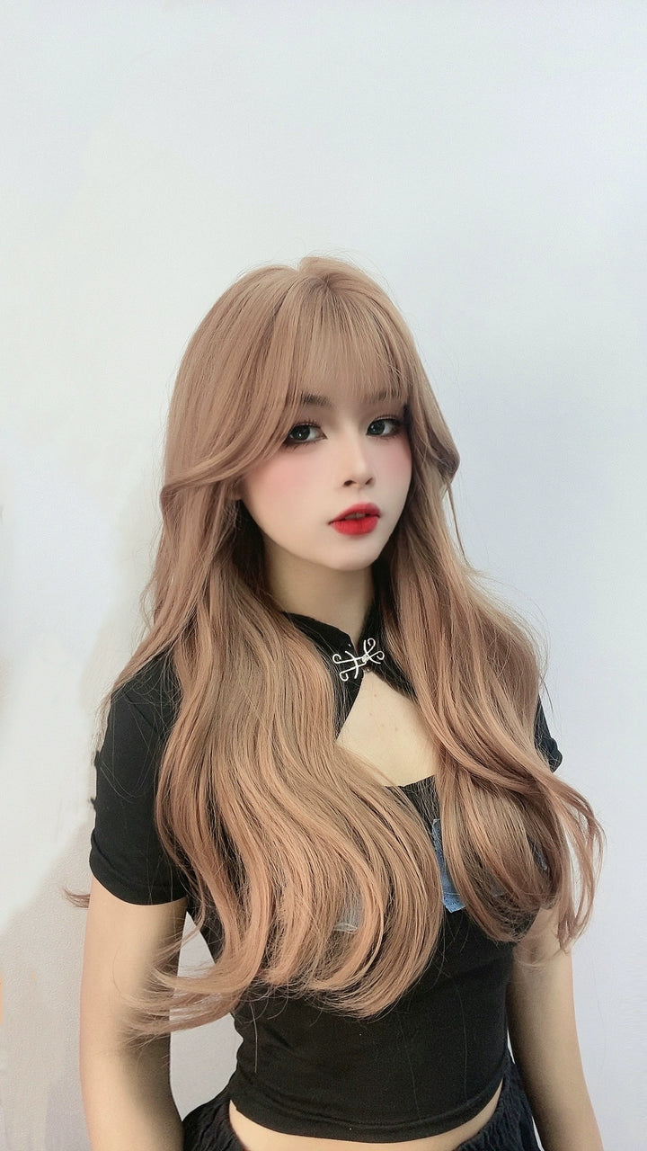 Lolita Wig Milk Tea Color Big Wave Long Curly Wig 35606:500772 35606:500772