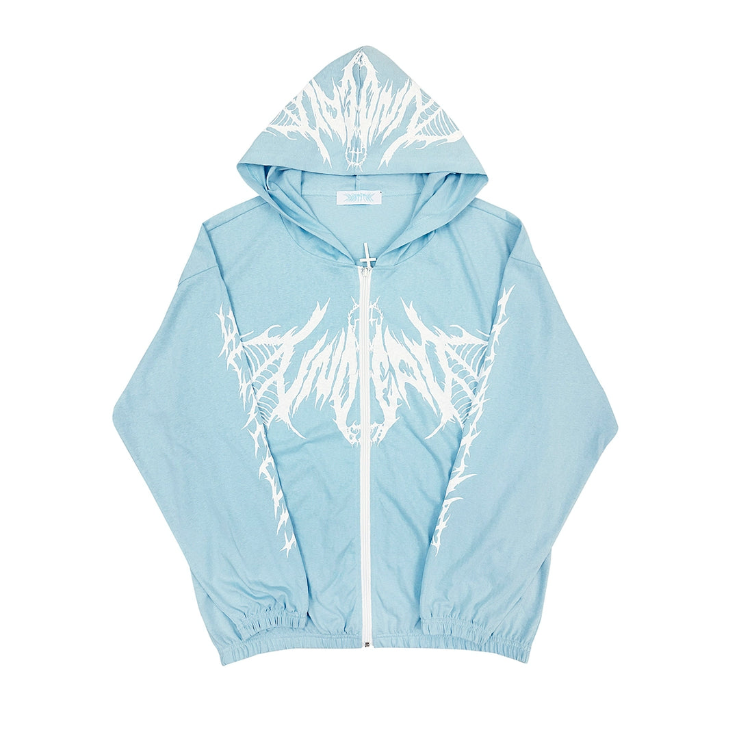 Jirai Kei Coat Long Sleeves Hoodie Sun-proof Jacket (L M S XL / Blue) 38550:594054