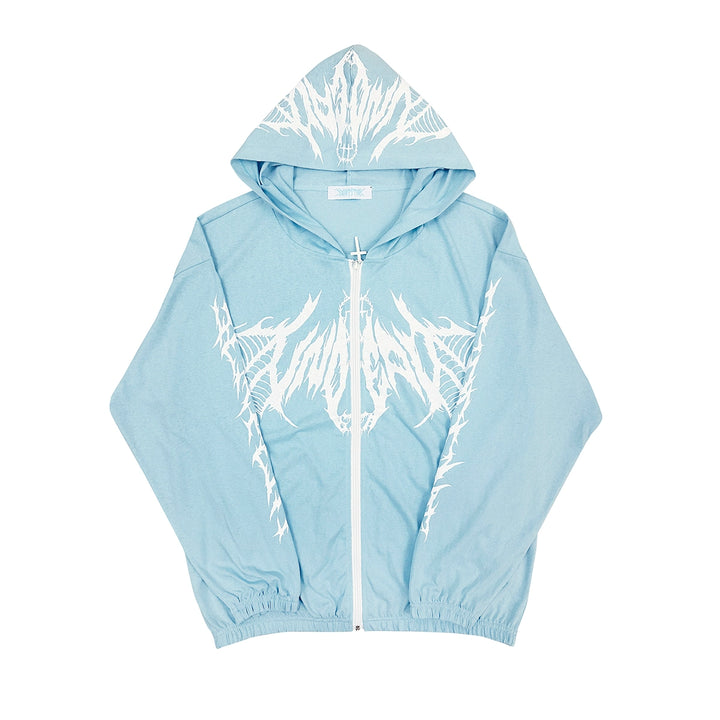 Jirai Kei Coat Long Sleeves Hoodie Sun-proof Jacket (L M S XL / Blue) 38550:594054