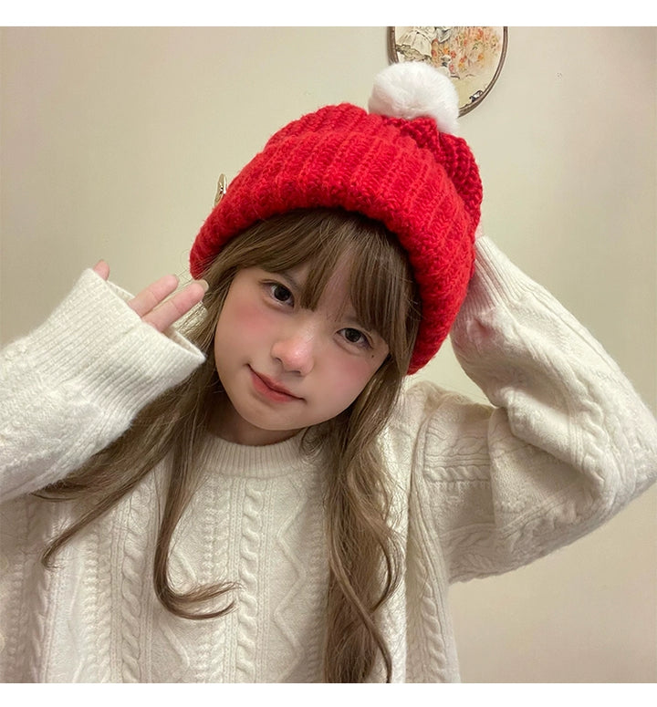 Warm Knitted Hat Thick Woolen Cap Winter Cold Hat 39338:620416