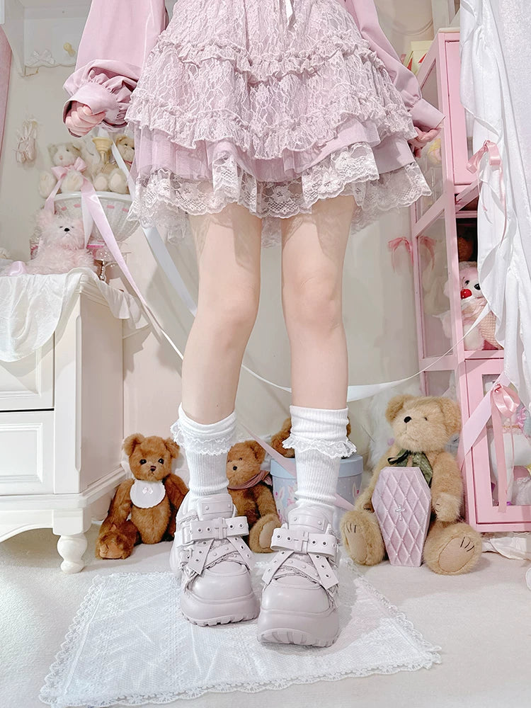 Jirai Kei High Platform Shoes, Multiple Buckle Straps 44626:815666