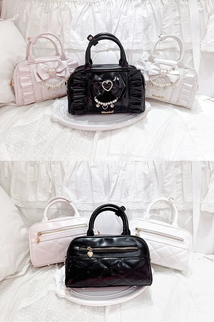 Jirai Kei 2-Way Handbag, Bow-Pearl Side Charm 44558:813673