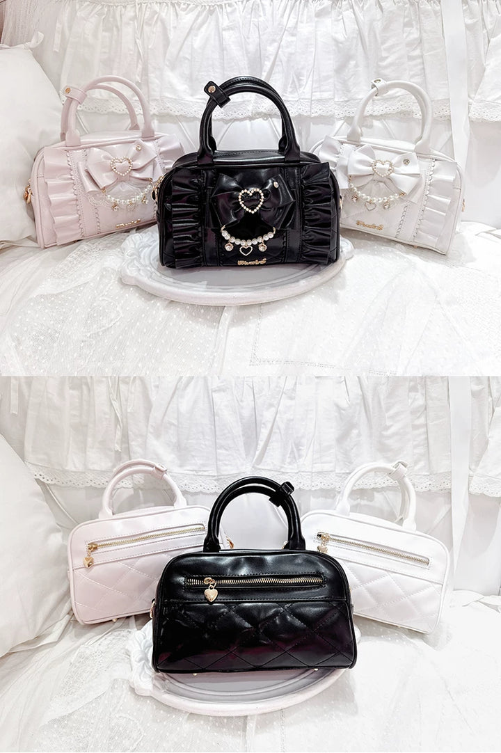 Jirai Kei 2-Way Handbag, Bow-Pearl Side Charm 44558:813673