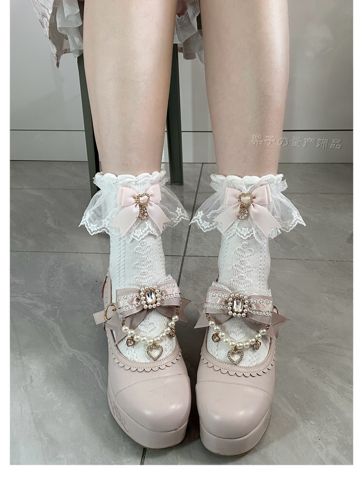 Cotton Ankle Length Lace Socks, Moon Pendant 44007:792534