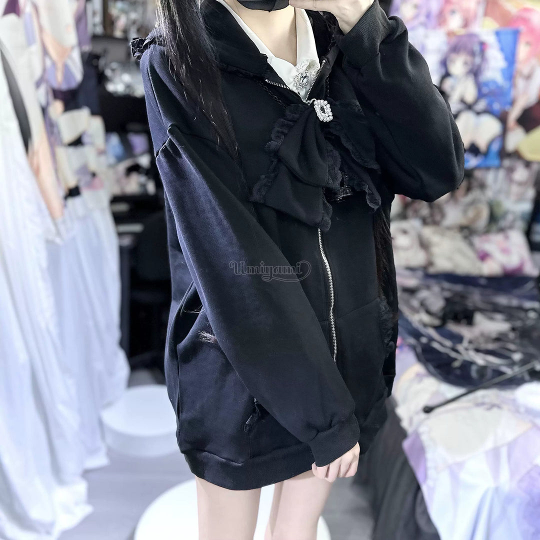 Plus Size Jirai Kei Jacket Long Sleeve Hooded Coat 39956:645640