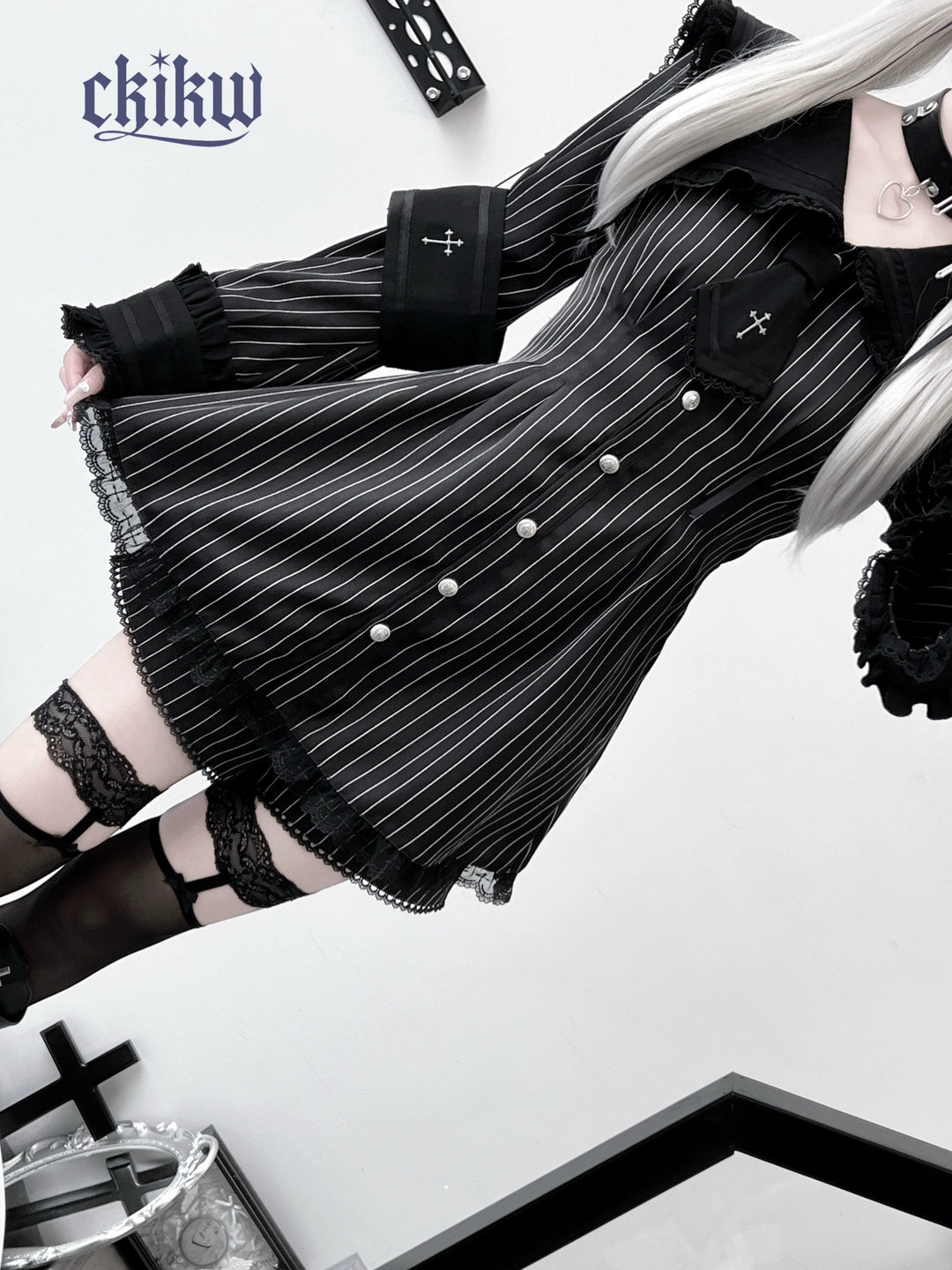 Sailor Collar Jirai Kei Dress Set, Detachable Armband 43864:788481