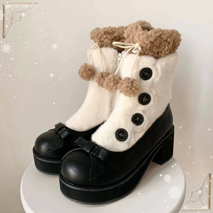 Lolita Boots Sock Mary Jane Shoes Low Heel Shoes Black Brown 32654:408208