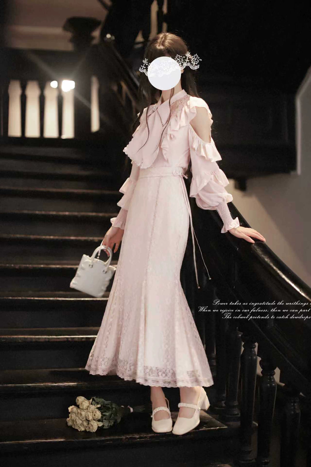 Seiso Kei Chiffon Blouse, Mermaid Skirt (L M S XL) 44030:793807