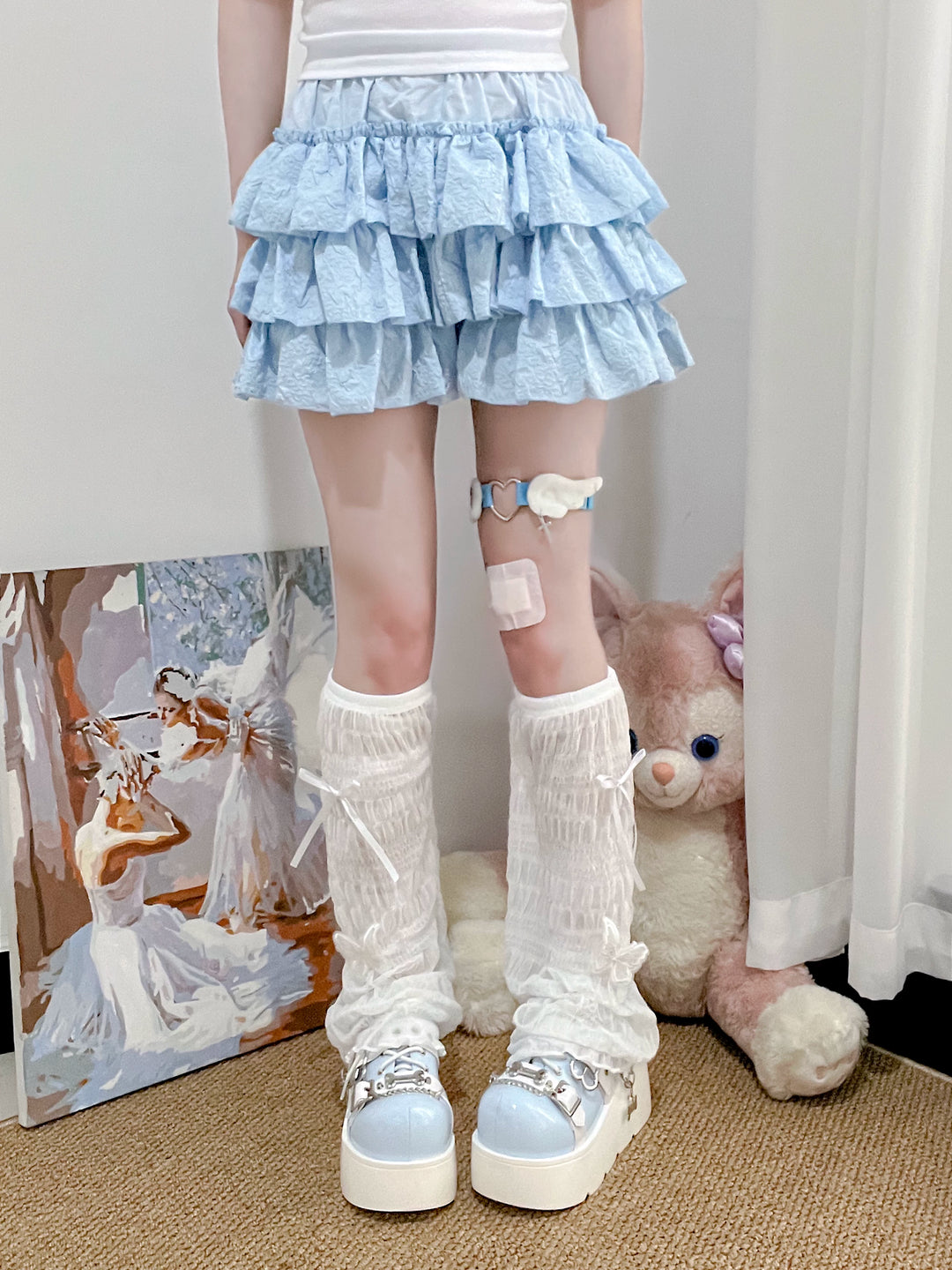 Summer Mesh Leg Warmers Set, Bow Details 45467:850928