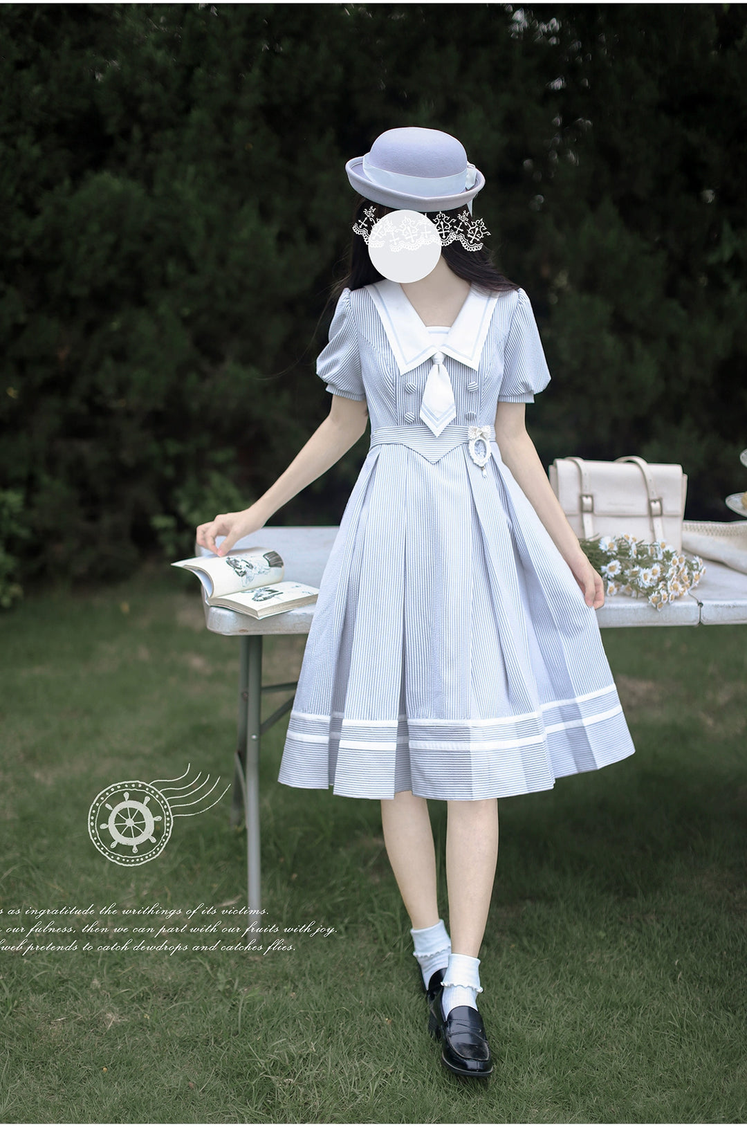 Summer JK Uniform Striped Dress, Sailor Collar 43627:781361
