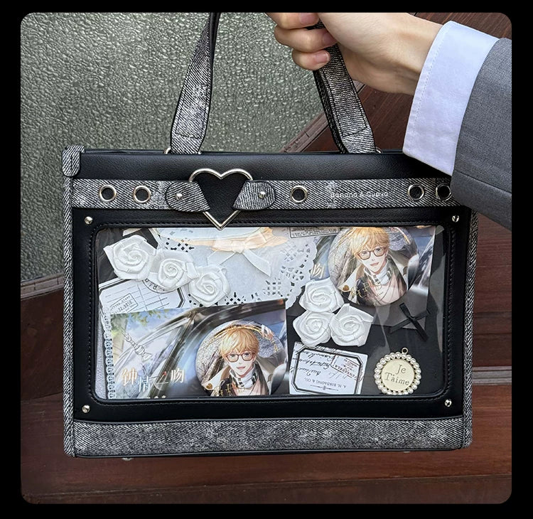 Japanese-Style Boxy Shape Ita Bag, Detachable Chain 45417:847823
