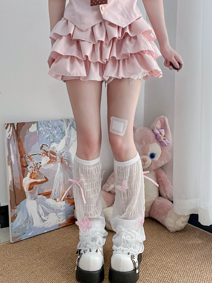 Summer Mesh Leg Warmers Set, Bow Details 45467:850925