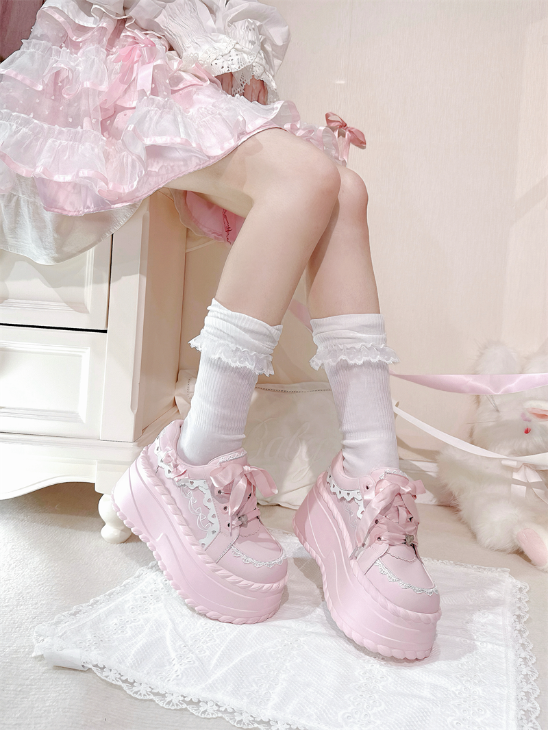 Jirai Kei Platform Shoes, Heart Details & Bows (35 36 37 38 39 40 41 42) 45252:842611