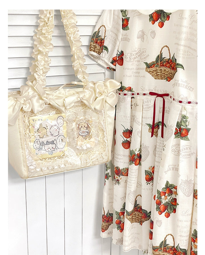 Elegant Satin Ita Bag, Rose-Inspired Ribbon & Clear Window 43230:773272