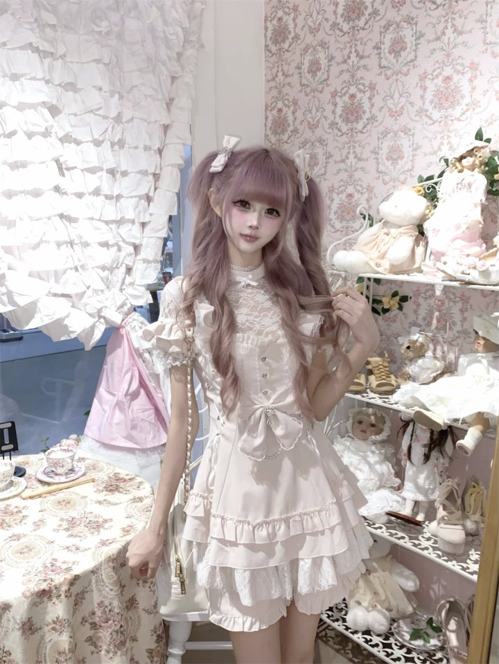 Ryousangata Dress and Shorts Set, Heart & Lace 45812:862956