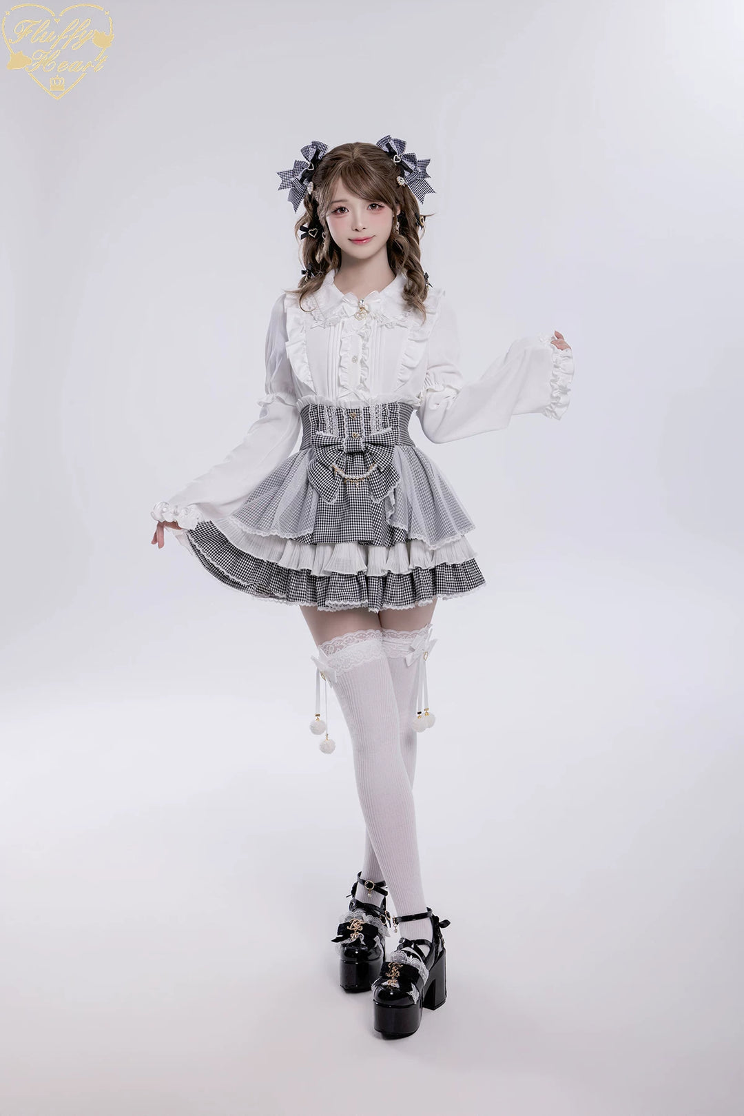 Jirai Kei Lace Collar Blouse, Detachable Sleeves 45226:842176