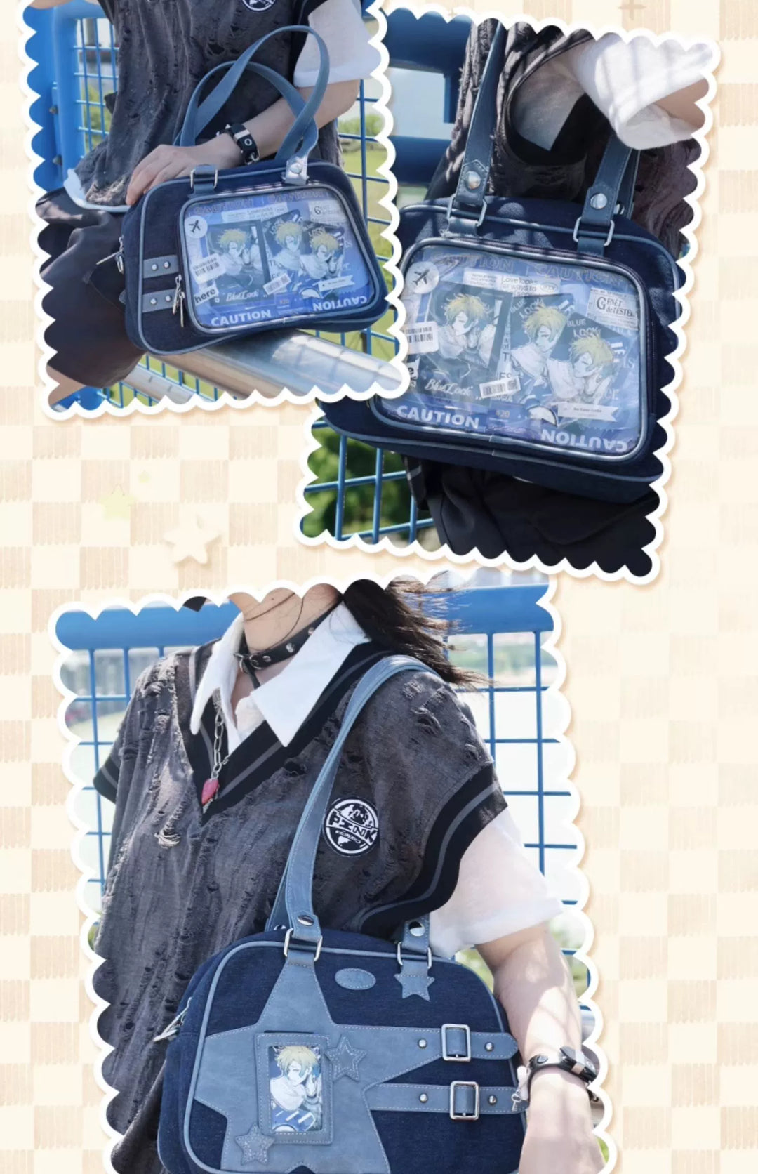 Subculture Ita Bag Large Capacity Square Star Crossbody Bag 40126:672616