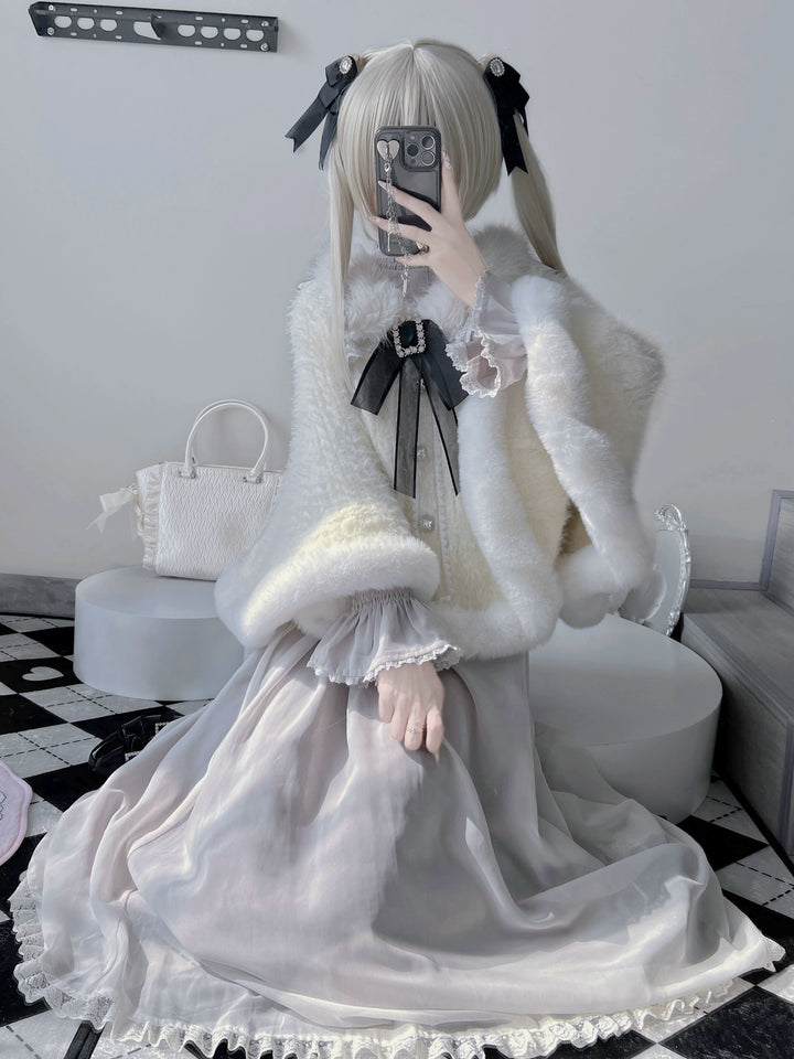 Jirai Kei Coat Lolita Cape Winter Sweetheart Knitted Coat 40864:678802