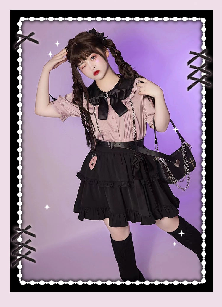Plus Size Jirai Kei Black Skirts Vests 22052:349502