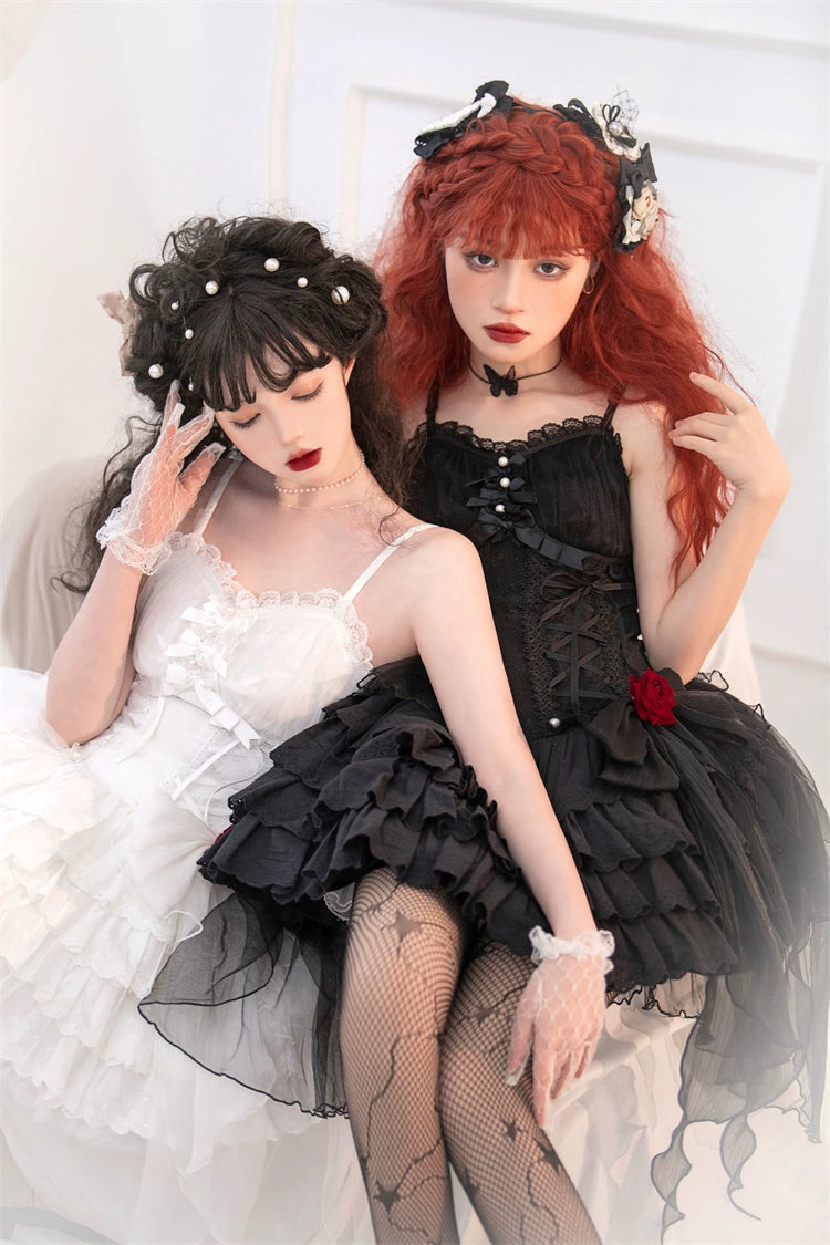 Gothic Lolita Dress Black White Corset Dress Rose JSK 36472:515986 36472:515986