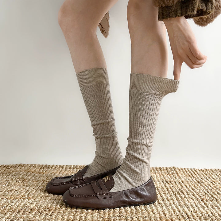 Japanese Style Solid Socks, Calf and Over-knee Styles 44076:795807