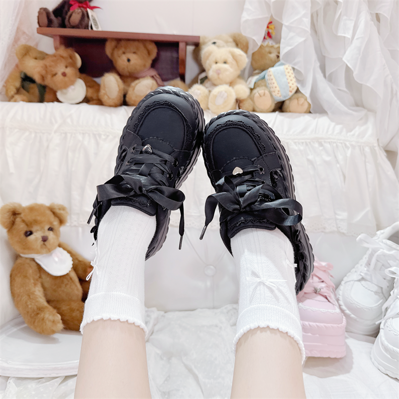 Jirai Kei Platform Shoes, Heart Details & Bows 45252:842609