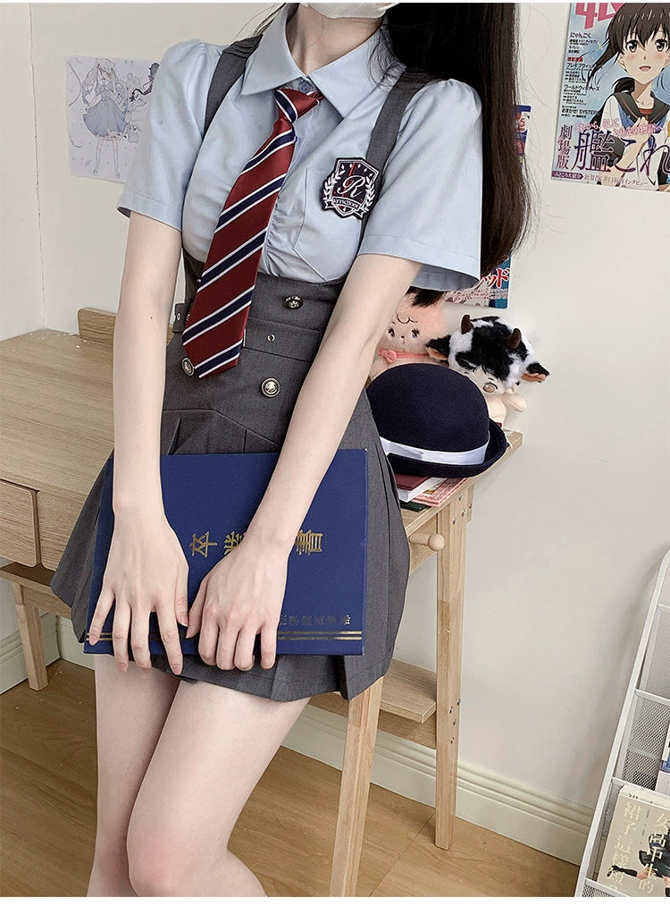 American Uniform Set College Style Skirt Preppy Blouse 36408:567980