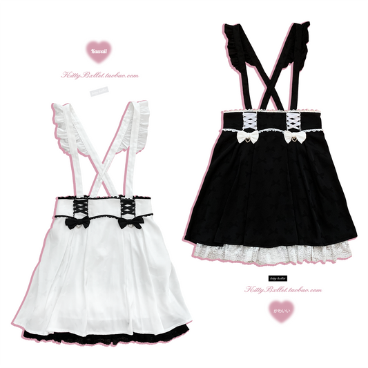 Jirai Kei Skirt Dark Pattern Bow Suspender Skirt 29544:487864