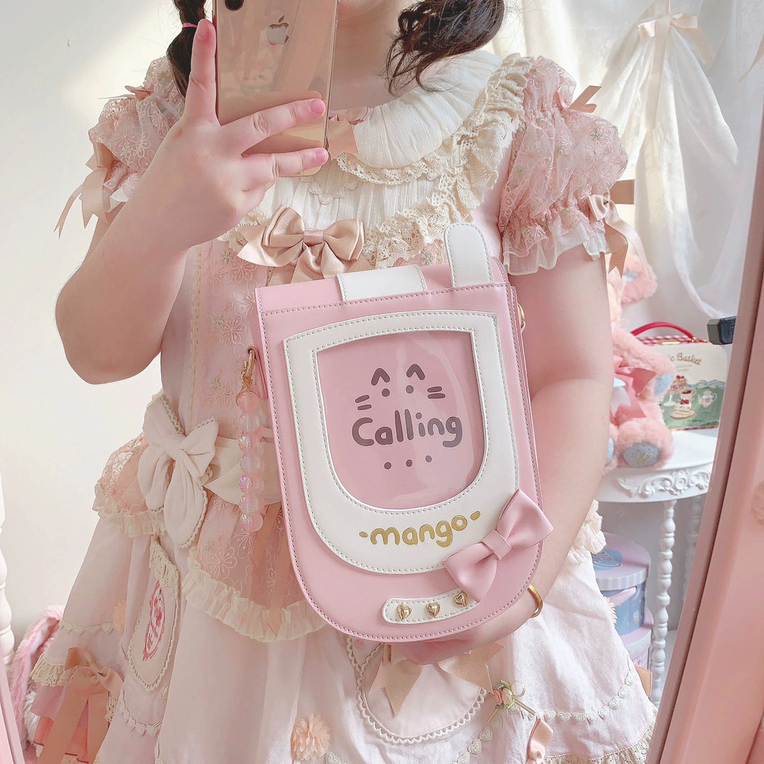 Kawaii Itabag Cat Crossbody Bag PU Double-sided Bag 38282:588406