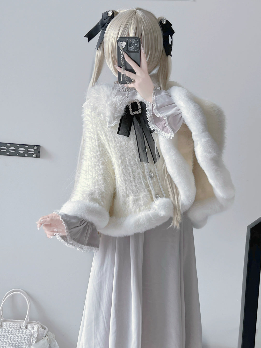 Jirai Kei Coat Lolita Cape Winter Sweetheart Knitted Coat 40864:678790