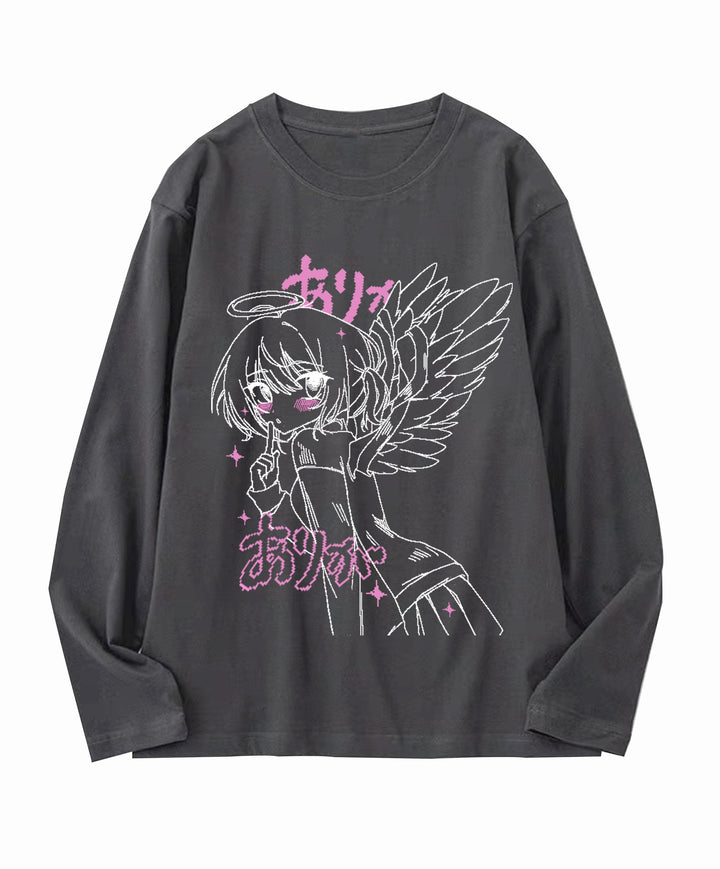 Angel Wings Long Sleeve Anime Print Shirt Multicolor (2XL 3XL L M S XL) 29228:343198 (2XL 3XL L M S XL) 29228:343198