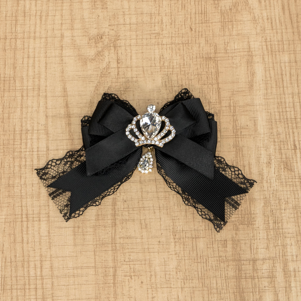 Jirai Kei Hair Clip Crown Rhinestone Bow Barrette 36118:512680 36118:512680