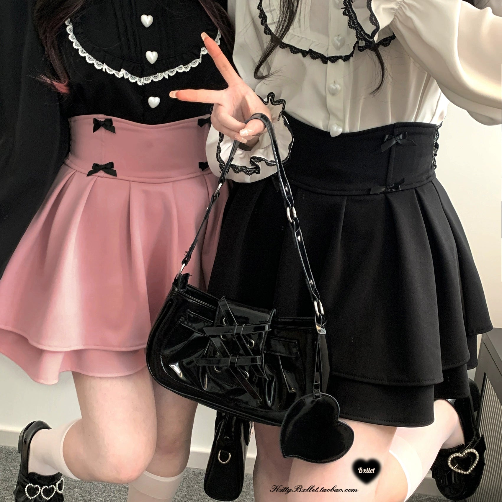 Jirai Kei Skirt Double Layer Puff Skirt with Bow 36770:534716