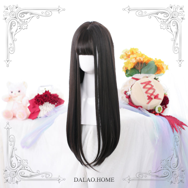 Harajuku Fashion Lolita Black Straight Long Wig 22812:330522 22812:330522