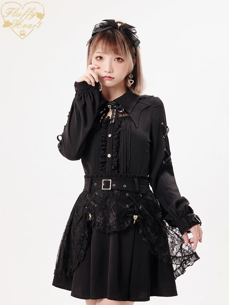 Jirai Kei Black Purple Skirt With Double Layer 21940:350874