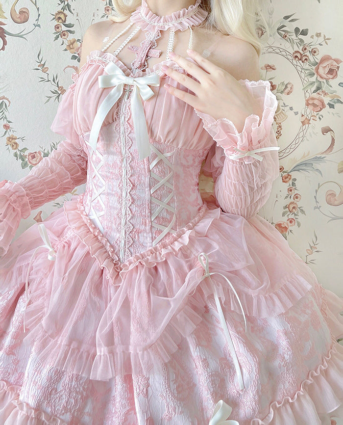 NWT axes orders femme Tube Top Fairy Hime Pink Lolita Dress