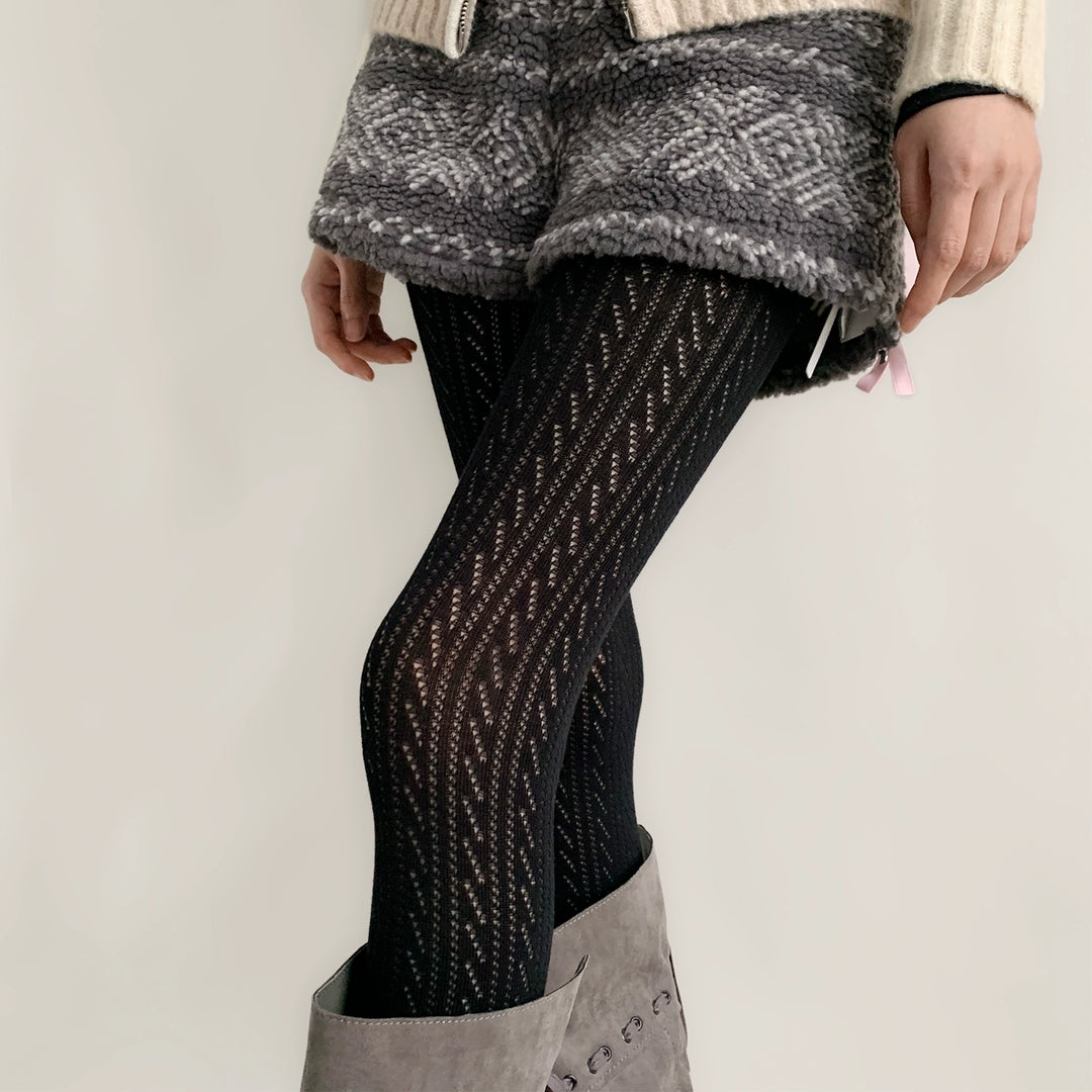 Japanese Style Daily Pantyhose, Hollowed Vertical Stripes 44075:795662