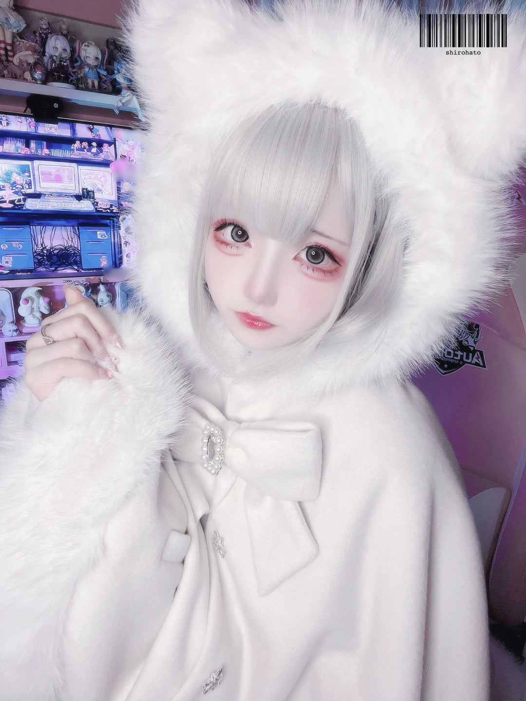 Jirai Kei Coat Cat Ear Hood Coat Winter Wool Cape Jacket 40958:702678