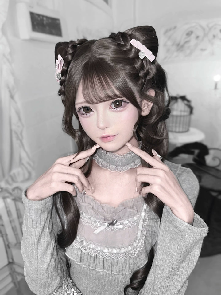 Seiso Kei Grey Pink Knit Sweater & High Waist Skirt Set 45990:873005