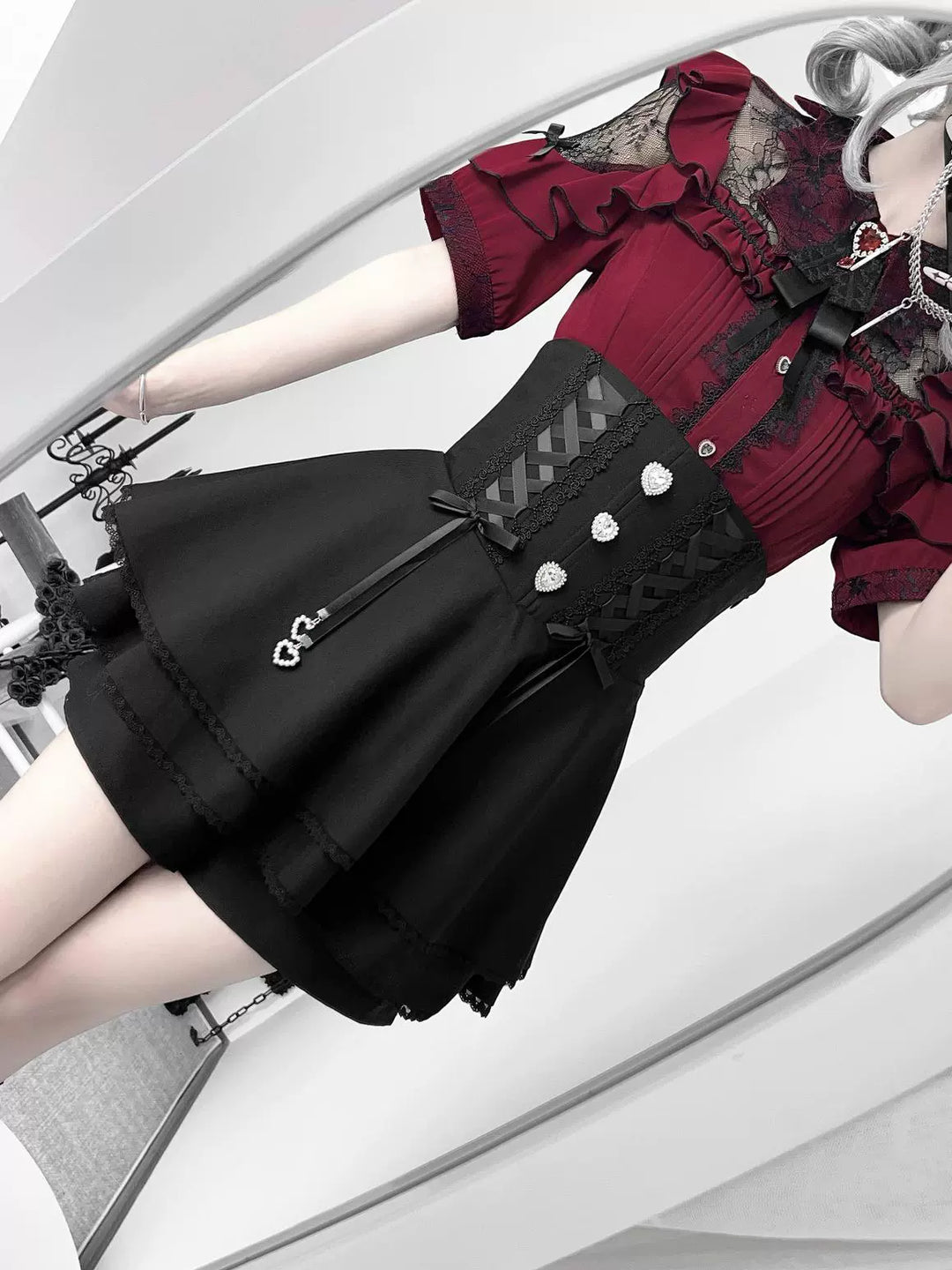 High-Waist Jirai Kei Skirt, Safety Shorts 43783:785829