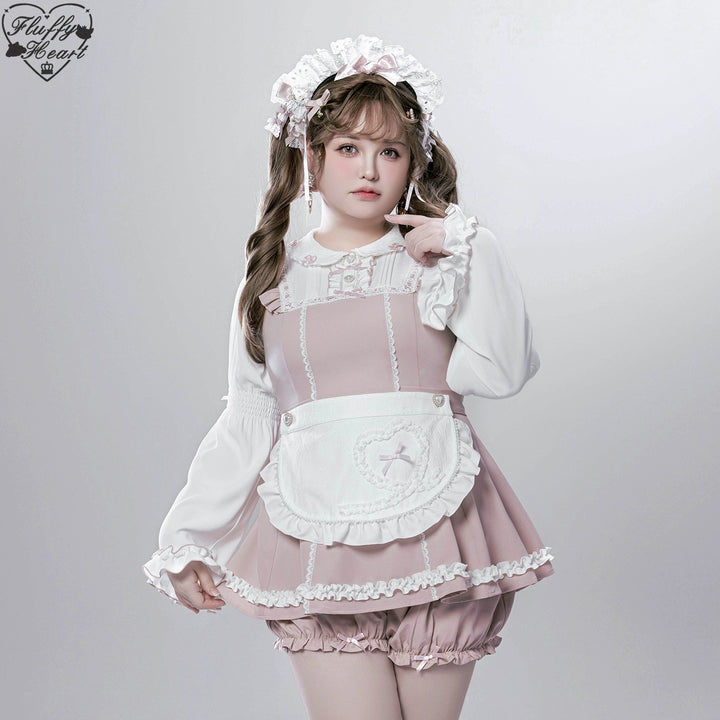 【Fluffy Heart】橱窗人偶日系女仆感可拆卸围裙萌系套装 现货 44119:796762