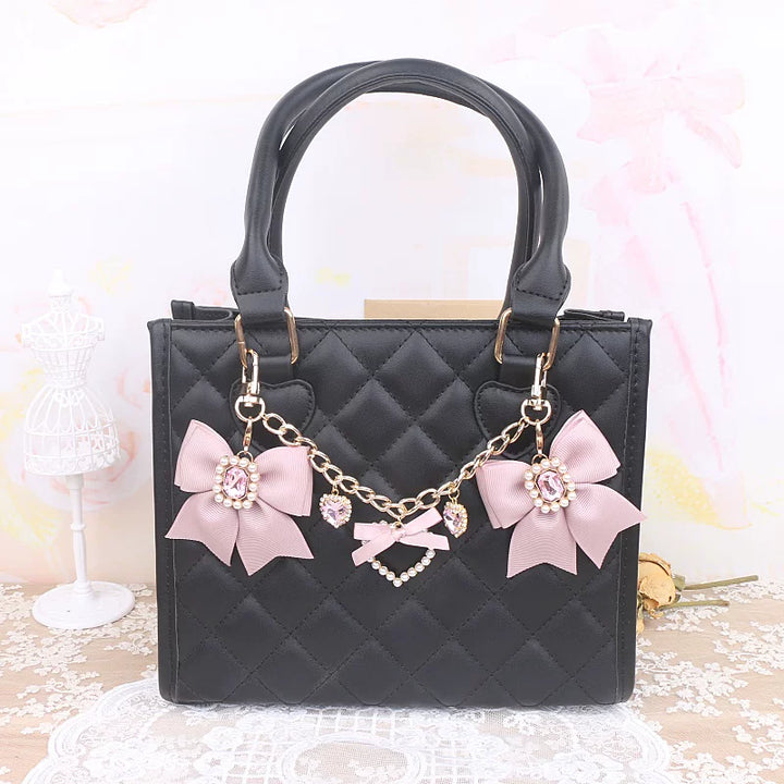 Ryousangata Bag Chain & Bow Charm, Heart-Shaped Rhinestone 45075:839483