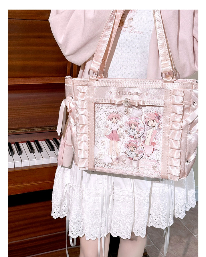 Large-Capacity Ita Bag, Clear Window Front + Rhinestones 43231:779305