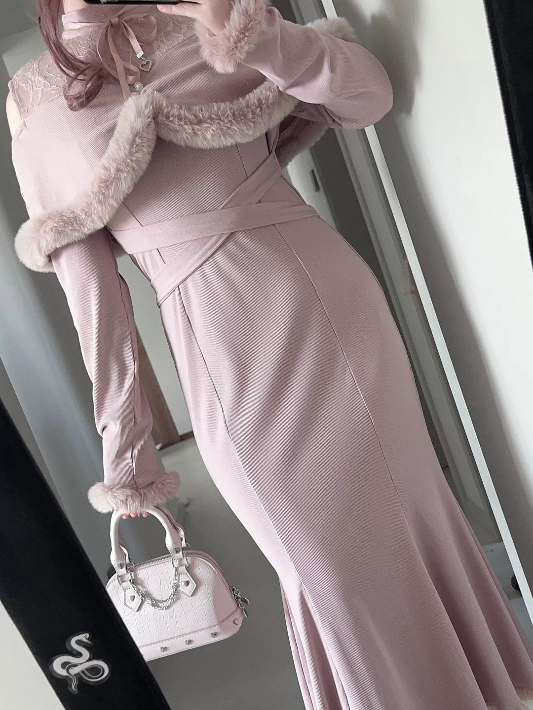 *针织长裙*虚拟天国原创设计量产型蕾服清楚系鱼尾裙日系露肩宅萌 44000:797368