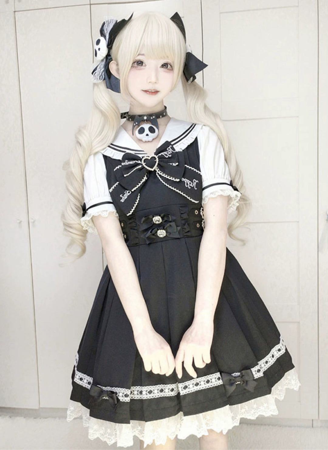 Sailor Collar Jirai Kei Dress With Detachable Bow 42978:760015