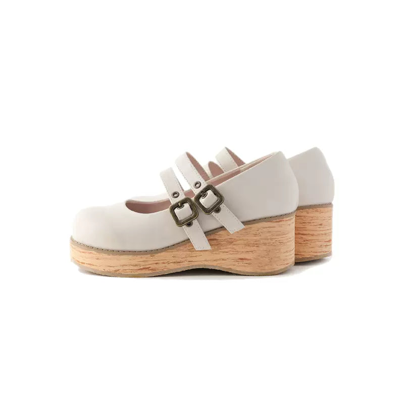 Retro-wooden Bottom Double Button Platforms Multicolor (34 35 36 37 38 39 40 41) 21784:569258 (34 35 36 37 38 39 40 41) 21784:569258