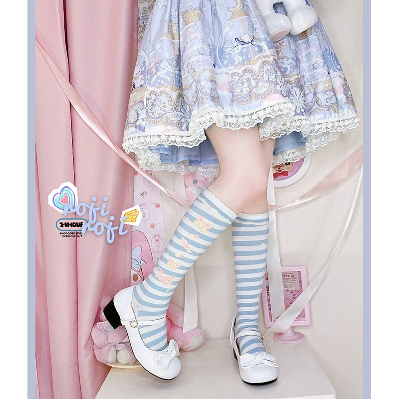 Lolita Striped Knee Socks Japanese Style Woman Socks 31748:367344 31748:367344